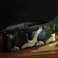 Retro Pencil Case Kawaii Stationery Chinese Pencilcase Embroidery Pen Case Golden Thread Trousse School Supplies Pencils Case