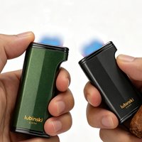 LUBINSKI Flat Flame Cigar Lighter Luxury Metal Butane Gas Torch Lighter High-end Design Cigar Accessories