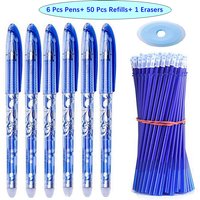 57Pcs/Set Erasable Gel Pens Black Blue Refill Rod 0.5mm Ballpoint Pen Washable Handle School Office Writing Supplies Stationery