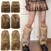 Y2k Vintage Brown Imitation Fur Fur Leg Warmers Hot Girl Hairy Winter Warm Furry Boots Socks Fashion Punk Boot Covers Hosiery