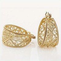 Women's Classic Fashion Hand Carved Hollow Designed Hoop Earrings Vintage Exquisite Golden Banquet Festival Jewelry Accessories