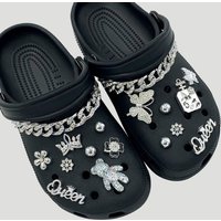17PCS Luxury Designer Shoe Charm DIY Silver Crystal Bear Shoe Decoration Buckle for Hole Shoes Accessories