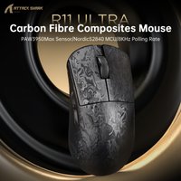ATTACK SHARK R11 ULTRA Carbon Fiber Wireless Gaming Mouse, 8000Hz 49g 42000DPI, PAW3950MAX Nano-Metal Ice Coating BT/2.4G/USB-C
