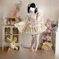 Korean Summer Adorable Lolita Dress Female Maid Uniform Modified Version Cosplay Women's Clothing Long Sleeve