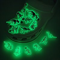 14pcs Luminous Dinosaur Shoe Charms PVC Garden Shoes Fluorescence Dinosaur Shoes Charms Buckles Decoration Accessories