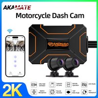 Wodoodporny wideorejestrator motocyklowy 2K z dwoma obiektywami HD, nagrywający wideo z przodu i z tyłu pod szerokim kątem 140 stopni, kamera samochodowa z WiFi do motocykli.