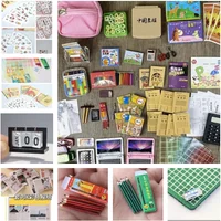 Dollhouse Mini Cartoon Picture Book Stickers Color Schoolbag Cartoon Notebook Pencil Award Calendar Computer Miniatures Clay Set