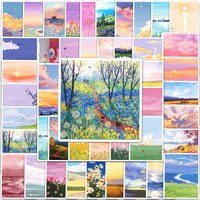 50PCS Scenery Oil Painting Cartoon Creative Trend Graffiti Waterproof Sticker Skateboard WaterCupHelmet Guitar Decorative Decals