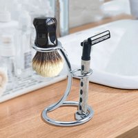 Manual Razor Storage Rack Stainless Steel Men Shaving Brush Holder Beard Cleaning Barbershop Shaver Rack Jewelry Display Rack