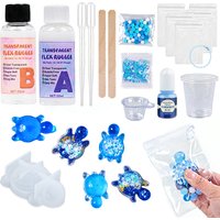 New Upgraded Translucent Squeeze Set DIY 3D Cute Turtle Soft Toy Making Supplies Ocean Creature Craft Making Stress Relief Tools