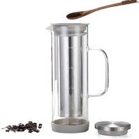 Large Capacity Cold Brew Coffee Maker Airtight Lid Handle Iced Tea Maker Coffee Pot Non-slip Silicone Bottom Glass Coffee Carafe