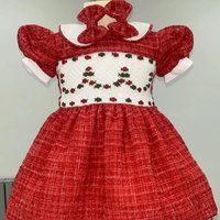 0-12Y Baby Girl Autumn Flower Handmade Embroidery Smocked Vintage Princess Red Dress for Birthday Holiday Eid Christmas A299