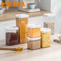 Square Airtigh Storage Container Food Storage Jar Square Seal Stackabler Plastic Transparent Organizer Set Kitchen Accessories