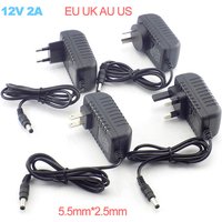 AC DC Adaptor 12V 2A 2000ma Adapter Power Supply EU UK AU US Plug Wall Charger For LED Strip Light Lamp 5.5mm*2.5mm M20