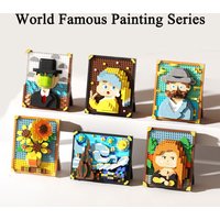 NEW Arrival World-famous Painting Assembly Building Blocks Creative Pixel Oil Painting Frame Sunflower Bricks Gifts Office Decor