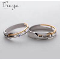 Thaya Original Design Moonstone Lover's Rings S925 Silver Eleglant Couple Rings for Women Men Fashion Jewelry for Birthday Gifts