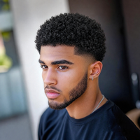 Afro Kinky Curly Wigs Short Pixie Cut Wigs Human Hair for Men Bazilian Remy Hair Machine Made Cap for Daily Wear,Date Use Wig