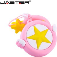 Cartoon USB Flash Drive Cute Memory Stick Pink Stars Pen Drive Beautiful Girly Heart Key Chain Pendrive 128GB 64GB Gift for girl