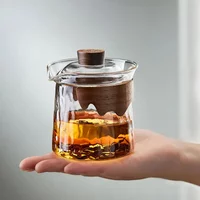 Heat-resistant Glass Hand Grab Pot Filter Teacup Set Black Tea Infuser Teacup Household Teaware Anti-scalding Glass Cover Bowl