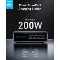 Anker Prime charger, 200W 6-port GaN charging station, usb-c PD fast charging desktop charger