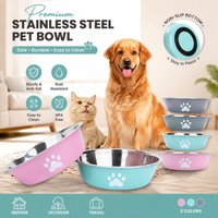 Non-Slip Pet Bowl Cute Paw Print Dog Cat Food Water Bowl Anti-Skid Puppy Kitten Feeding Dish Basin for Indoor Outdoor Travel