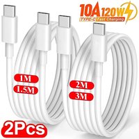 1-2PCS 10A Double Type C Cable 120W Fast Charging Phone Charger Data Cord Universal USB Type-C Quick Charge Line for iPhone 17