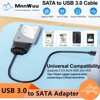 SATA to USB3.0 Adapter Cable USB3.0 to SATA Cable for 3.5 2.5 Inch SSD/HDD Hard Drive Reader SATA III Hard Drive Disk Converter