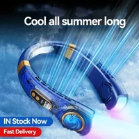 Neck Fan, Portable Bladeless Fan, 4000mAh Battery USB Rechargeable, LED Display, 360 ° Cooling Wearable Personal Fan, 3 Speeds