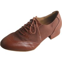 Venus Lure Customized Menโs Latin Ballroom Shoes Tan Leather and Tan Nubuck 1.6 inch Cuban Heel