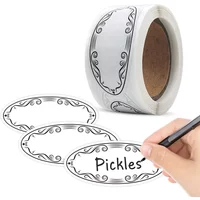 150Pcs Oval Labels Blank Stickers Food Containers Jars Kitchen Restaurant Storage Organization Thank You Stickers Sealing Tape