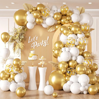 129Pcs White Gold Latex Arch Garland Kit Balloon Set Suitable for Birthday Party Wedding Valentine's Day Party Decoration Supply
