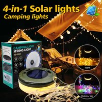 Lampy solarne Zewnętrzna lampa kempingowa 10-metrowa girlanda żarówkowa Zewnętrzna lampa do namiotu RGB Nastrojowe światło Latarka LED z haczykiem