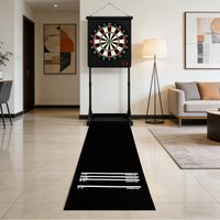 Darts Mat Non-Slip Shock Absorbing Floor Protector 4 Throw Distances 300x34cm Dart Carpet for Home Playroom Bar Adults