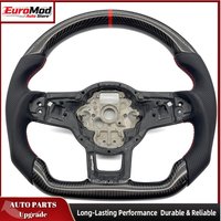 RLine Custom Sports Steering Wheel Real Carbon Fiber Half Leather Alcantara Fit VW Golf MK7 MK7.5 GTI GTD GTE Polo R