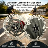 Ultra Light Carbon Fiber Bicycle Disc Brake Rotor 140mm 160mm 180mm 6-Bolt Center Lock Floating Brake Disc Stainless Steel Heat
