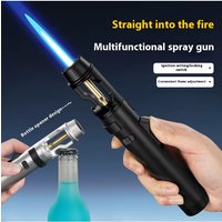 Metal Windproof Jet Flame Lighter, Adjustable Refillable Gas Torch with Lock Switch, Heavy-Duty Igniter for Cooking, Camping