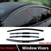 4PCS Window Visors For Tesla 2019-2024 Model Y Sport Wind Deflector Rain Guard Brow Shade Modified Styling Accessories Tuning