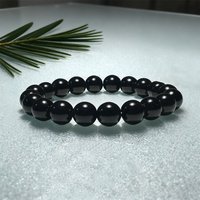 4/6/8/10/12mm Natural Black Obsidian Beaded Bracelet Men Round Stone Beads Elastic Wristband Minimalist Healing Energy Jewelry