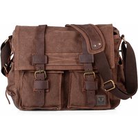 Casual canvas bag European and American vintage canvas with crazy horse leather men's and women's messenger bag, casual shoulder