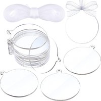 30Pcs Clear Acrylic Round Disc Blank Acrylic Circles Clear Disc Ornaments Blanks with Ribbon DIY Holiday Tags Craft Projects