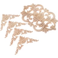 5pcs Wooden Corner Appliques Hollow Flower Branch Unfinished Wood Onlays Decor Furniture Door Cabinet Windows Bed 17*10cm 8*8cm