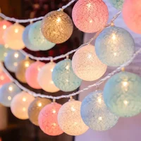 LED Cotton Balls String Lights Garland Fairy Street Lights Christmas Decorations for Home Outdoor Wedding Garden Patio Lights