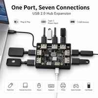 1 to 4 Port/7 Port HUB Module USB 2.0 Free Drive USB Splitter Electronic Development Expansion Board Type C power supply port