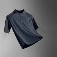 Sports T-shirt men's half zip stand up collar quick drying short sleeved running top summer quick drying versatile sports traini