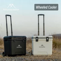 MOUNTAINHIKER 36L Outdoor Refrigerator with Trolley Wheels Incubator Portable Warm Box BBQ Car Pulley Warm Box Refrigerator Box