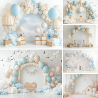 Newborn Baby Birthday Backdrop Boys Girl First Birthday Colorful Balloons fresh Party Decoration Photography Background Prop