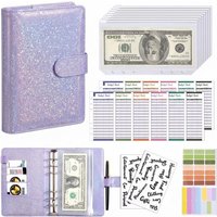 PU Leather Budget Binder with Cash Envelopes Pockets A6 Saving Money Planner Organizer Challenge Book Office School Supplies