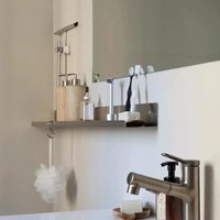 Bathroom Minimalist Stainless Steel Shelf Sanitary Products Teeth Cup Storage Rack Wash Table Wall Hanging Metal Laminate