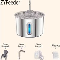 2.2L Cat Auto Drinking Water Dispenser Smart Dogs Fountain Pet Water Feeder Window Stainless Steel Water Bowl(No 5V 1A Plug)