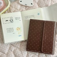 Cute Polka Dot Notebook M5 Mini Pocket 3-Fold Binder Soft Leather Sketchbook Portable Daily Journal Student Note Taking Planner
